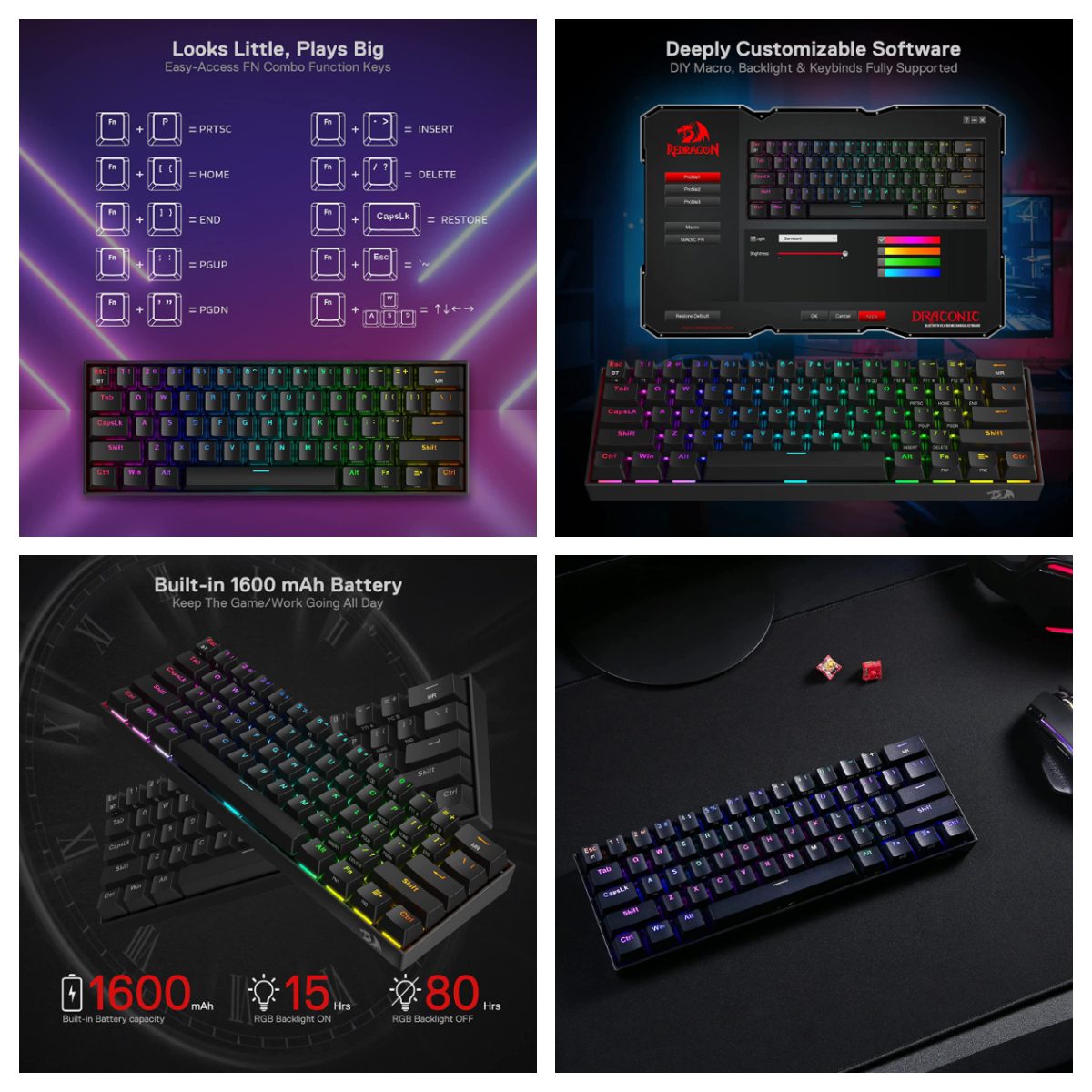 Redragon Draconic K Pro Wireless Rgb Gaming Mechanical Keyboard