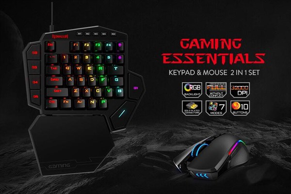 Redragon K585-BA One-Handed RGB Gaming Keyboard and M721-Pro RGB Mouse Combo