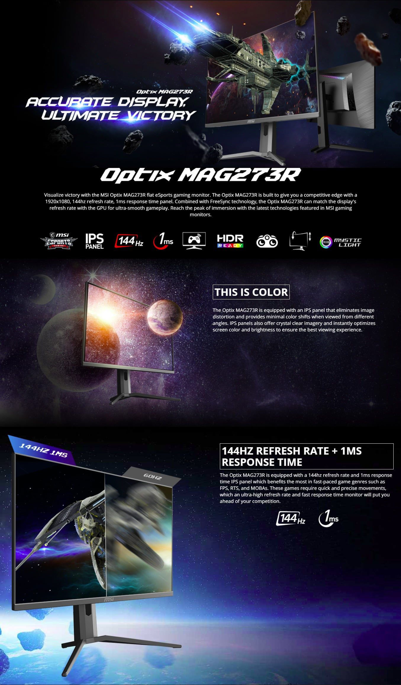 Buy MSI Optix MAG273R 27 Full HD 1920 x 1080 1ms 144 Hz 