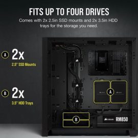 Corsair 4000D Airflow CC 9011200 WW Black Steel Plastic Tempered Glass ATX Mid Tower Computer Case Price in Pakistan ZahComputers 05