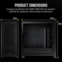 Corsair 4000D Airflow CC 9011200 WW Black Steel Plastic Tempered Glass ATX Mid Tower Computer Case Price in Pakistan ZahComputers 07
