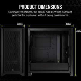 Corsair 4000D Airflow CC 9011200 WW Black Steel Plastic Tempered Glass ATX Mid Tower Computer Case Price in Pakistan ZahComputers 07