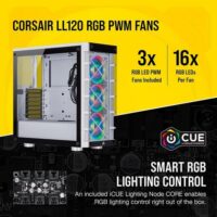 Corsair Crystal iCUE 465X RGB White Steel Plastic Tempered Glass ATX Mid Tower Computer Case CC 9011189 WW Price in Pakistan ZahComputers 03