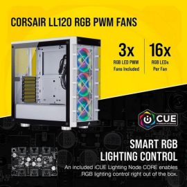 Corsair Crystal iCUE 465X RGB White Steel Plastic Tempered Glass ATX Mid Tower Computer Case CC 9011189 WW Price in Pakistan ZahComputers 03