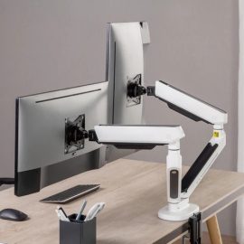 Twisted Minds Dual Premium Gaming Monitor Arm With RGB Lighting White Price in Pakistan 01
