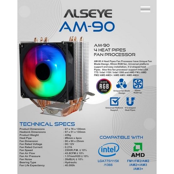 Alseye AM90 RGB CPU Air Cooler Price in Pakistan 01