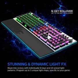 Philips SPK8624 USB Wired Mechanical Gaming Keyboard with Rainbow Backlit Wrist Rest Pad for PC Laptop Desktop Price in Pakistan 01