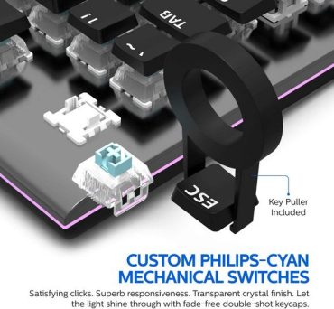 Philips SPK8624 USB Wired Mechanical Gaming Keyboard with Rainbow Backlit Wrist Rest Pad for PC Laptop Desktop Price in Pakistan 02