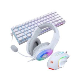 REDRAGON Gaming S129W Keyboard Mouse Headset 3 in 1 Combo Set – White Price in Pakistan 1