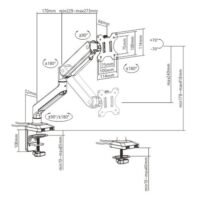 MXG BMA 12U Single Monitor Premium Aluminum Spring Assisted With 30. USB Cable Monitor Arm Matte Black Price in Pakistan 08