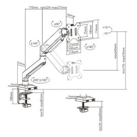 MXG BMA 12U Single Monitor Premium Aluminum Spring Assisted With 30. USB Cable Monitor Arm Matte Black Price in Pakistan 08