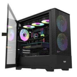 DarkFlash DK415 M ATX PC Gaming Case Black 01