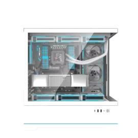 DarkFlash DY451 Pro Tempered Glass ATX PC Case, 2x USB 3.0, 1x Type-C, Four-Level Cooling System, Adjustable Fan Speed, Temperature Display, 1x Pre-Installed ARGB Fan White - Image 2