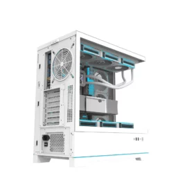 DarkFlash DY451 Pro Tempered Glass ATX PC Case, 2x USB 3.0, 1x Type-C, Four-Level Cooling System, Adjustable Fan Speed, Temperature Display, 1x Pre-Installed ARGB Fan White - Image 4