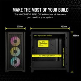 Corsair iCUE 4000D RGB AIRFLOW Mid Tower Case Black 3x AF120 RGB ELITE Lowest Price in Pakistan 05