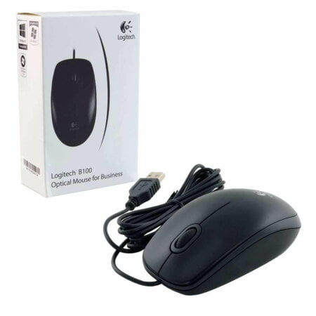 Logitech B100 Corded Mouse – Wired USB Mouse for Computers and laptops