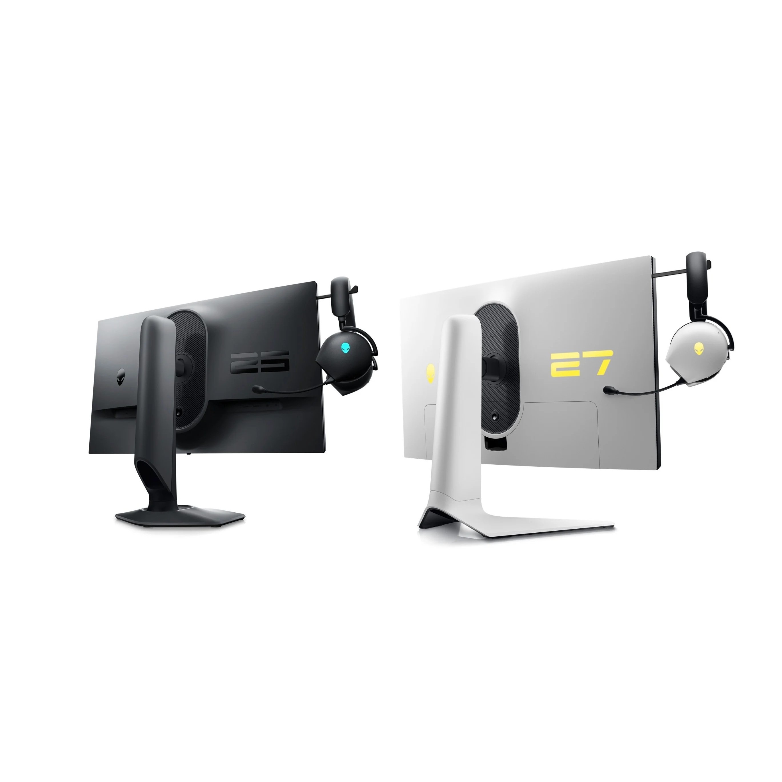 The most recent monitors from Alienware come equipped with retractable hangers for gaming headsets.