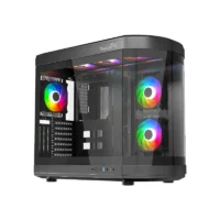 Thunder Rogue TGC-657B Modern Aesthetic Dual Chamber Panoramic Tempered Glass Mid-Tower ATX PC Gaming Case – Black