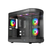 Thunder Rogue TGC-657B Modern Aesthetic Dual Chamber Panoramic Tempered Glass Mid-Tower ATX PC Gaming Case – Black 1