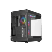 Thunder Rogue TGC-657B Modern Aesthetic Dual Chamber Panoramic Tempered Glass Mid-Tower ATX PC Gaming Case – Black 7
