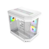 Thunder Carbon TGC-639W Modern Aesthetic Dual Chamber Panoramic Tempered Glass Mid-Tower ATX PC Gaming Case – White 7