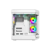 Thunder Carbon TGC-639W Modern Aesthetic Dual Chamber Panoramic Tempered Glass Mid-Tower ATX PC Gaming Case – White 3