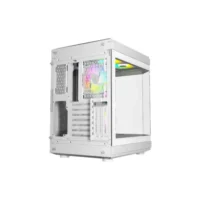 Thunder Carbon TGC-639W Modern Aesthetic Dual Chamber Panoramic Tempered Glass Mid-Tower ATX PC Gaming Case – White 4