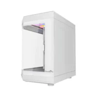 Thunder Carbon TGC-639W Modern Aesthetic Dual Chamber Panoramic Tempered Glass Mid-Tower ATX PC Gaming Case – White 5