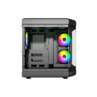 Thunder Carbon TGC-639B Modern Aesthetic Dual Chamber Panoramic Tempered Glass Mid-Tower ATX PC Gaming Case – Black 8