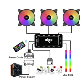 Aigo AR12 5-in-1 ARGB 120mm Case Fan Pack 5