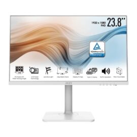 MSI Modern MD241PW 24" 75Hz FHD IPS HDMI USB Type-C Swivel Pivot Height Adjust Tilt Built-in Speakers Monitor White