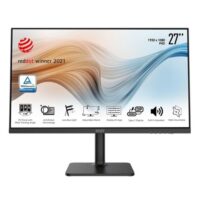 MSI Modern MD271P 27" 75Hz FHD IPS HDMI USB Type-C Swivel Pivot Height Adjust Tilt Built-in Speakers Monitor Black