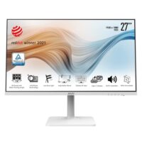 MSI Modern MD271PW 27" 75Hz FHD IPS HDMI USB Type-C Swivel Pivot Height Adjust Tilt Built-in Speakers Monitor White
