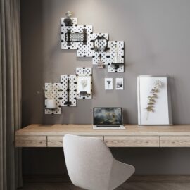 MXG PB-07 Wall Mounted Modular Gaming 7Pcs Pegboards White