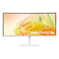 SAMSUNG ViewFinity S6 34" LS34C650 65TC A UWQHD Display, 100Hz Refresh Rate, 5ms Response Time, 1000R Curvature, Built-In Speaker, KVM Switch, FreeSync Technology Monitor