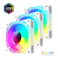 GAMEMAX KF300R WH, Reverse 120mm White Frame ARGB Fan 3-in-1 Kit, Reverse Fan Blade for Power Supply Shroud/Bottom