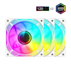GAMEMAX KF300R WH, Reverse 120mm White Frame ARGB Fan 3-in-1 Kit, Reverse Fan Blade for Power Supply Shroud/Bottom 2