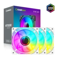 GAMEMAX KF300R WH, Reverse 120mm White Frame ARGB Fan 3-in-1 Kit, Reverse Fan Blade for Power Supply Shroud/Bottom 8