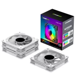 GAMEMAX KF300R WH, Reverse 120mm White Frame ARGB Fan 3-in-1 Kit, Reverse Fan Blade for Power Supply Shroud/Bottom 3