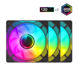 GAMEMAX KF300R BK, Reverse 120mm Black Frame ARGB Fan 3-in-1 Kit, Reverse Fan Blade for Power Supply Shroud/Bottom 2