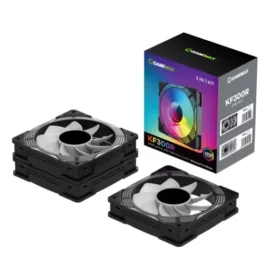 GAMEMAX KF300R BK, Reverse 120mm Black Frame ARGB Fan 3-in-1 Kit, Reverse Fan Blade for Power Supply Shroud/Bottom 3