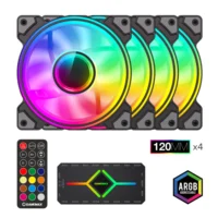 GAMEMAX DRH400, 120mm Dual Ring ARGB Fan 4-in-1 Kit, Includes Premium V4.0 ARGB HUB with Wireless Remote Controller
