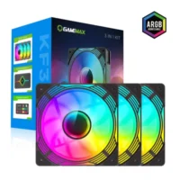 GAMEMAX KF300 BK, 120mm Black Frame ARGB Fan 3-in-1 Kit, Includes Premium V4.0 ARGB HUB with Wireless Remote Controller 8