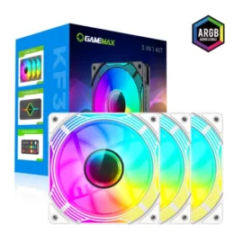 GAMEMAX KF300 WH, 120mm White Frame ARGB Fan 3-in-1 Kit, Includes Premium V4.0 ARGB HUB with Wireless Remote Controller 3