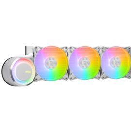 MSI MAG CoreLiquid E360 AIO ARGB CPU Liquid Cooler - Rotating Cap Design - 360mm Radiator - Triple 120mm ARGB PWM Fans - LGA 1700 Ready / AM5 Compatible White - Image 4