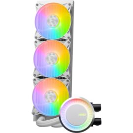 MSI MAG CoreLiquid E360 AIO ARGB CPU Liquid Cooler - Rotating Cap Design - 360mm Radiator - Triple 120mm ARGB PWM Fans - LGA 1700 Ready / AM5 Compatible White - Image 5