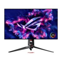 Asus ROG Swift OLED PG32UCDP Gaming Monitor 32-inch (31.5 inch viewable) WOLED panel dual mode (4K 240Hz or FHD 480Hz) 0.03 ms (GTG) G-SYNC® compatibility, custom heatsink ASUS OLED Care AI Assistant VESA DisplayHDR™ 400 True Black uniform brightness 99% DCI-P3 true 10-bit color Type-C® (90 W PD) and DisplayWidget Center