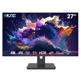 MXG P27IU-4K 27-Inch IPS 4K Color-Accurate Monitor | 10-Bit, 97% DCI-P3 / 100% sRGB, USB-C 65W, Hydraulic Height Adjustable Stand