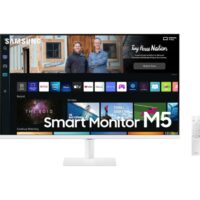Samsung M5 LS27BM501EMXUE 27'' Flat Monitor, With Smart TV Experience, 1920x1080 Resolution, Max 60Hz Refresh Rate, 4ms Response Time, 16 9 Aspect Ratio, HDR10, IoT Hub, HDMI, White