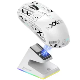 ATTACK SHARK X6 Three Modes Gaming Mouse With Charging Dock – White 2